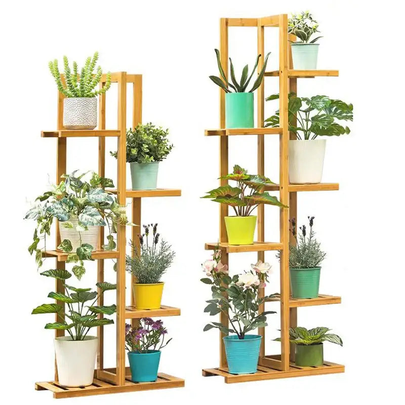Bamboo Multi-Tier Plant Shelf