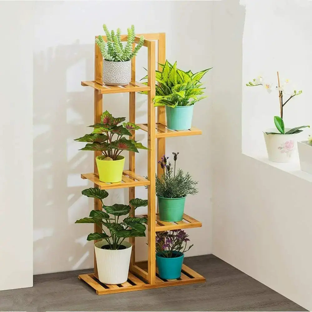 Bamboo Multi-Tier Plant Shelf