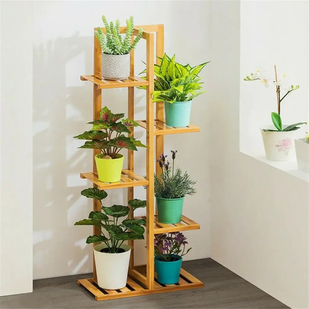 Bamboo Multi-Tier Plant Shelf