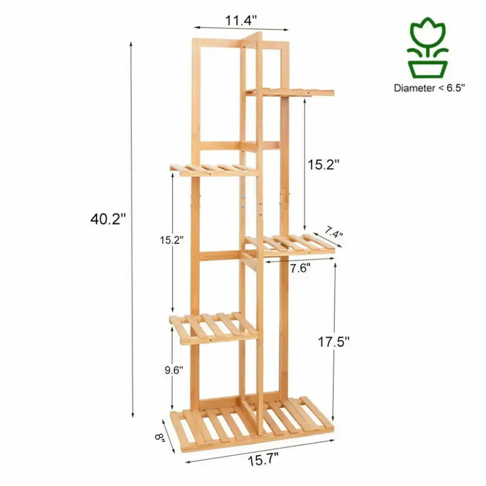 Bamboo Multi-Tier Plant Shelf