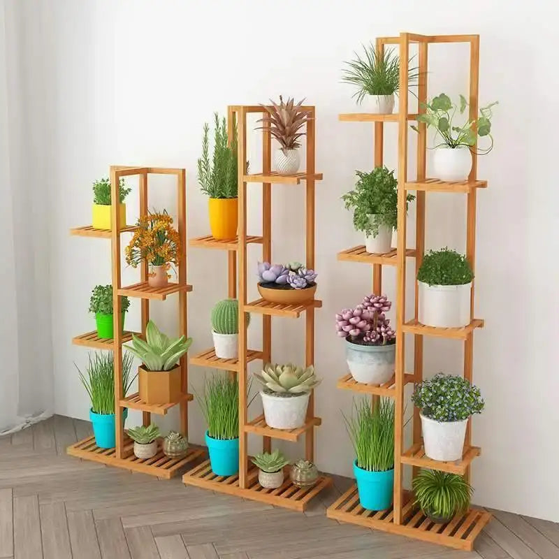 Bamboo Multi-Tier Plant Shelf