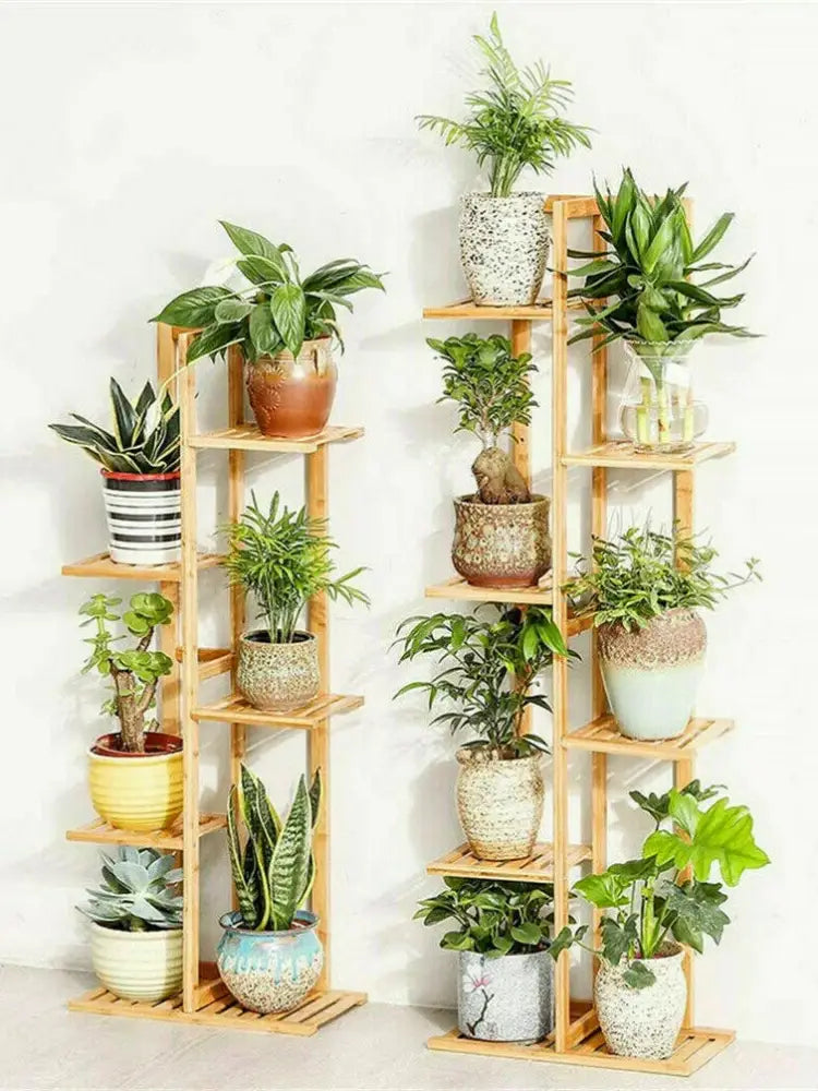 Bamboo Multi-Tier Plant Shelf