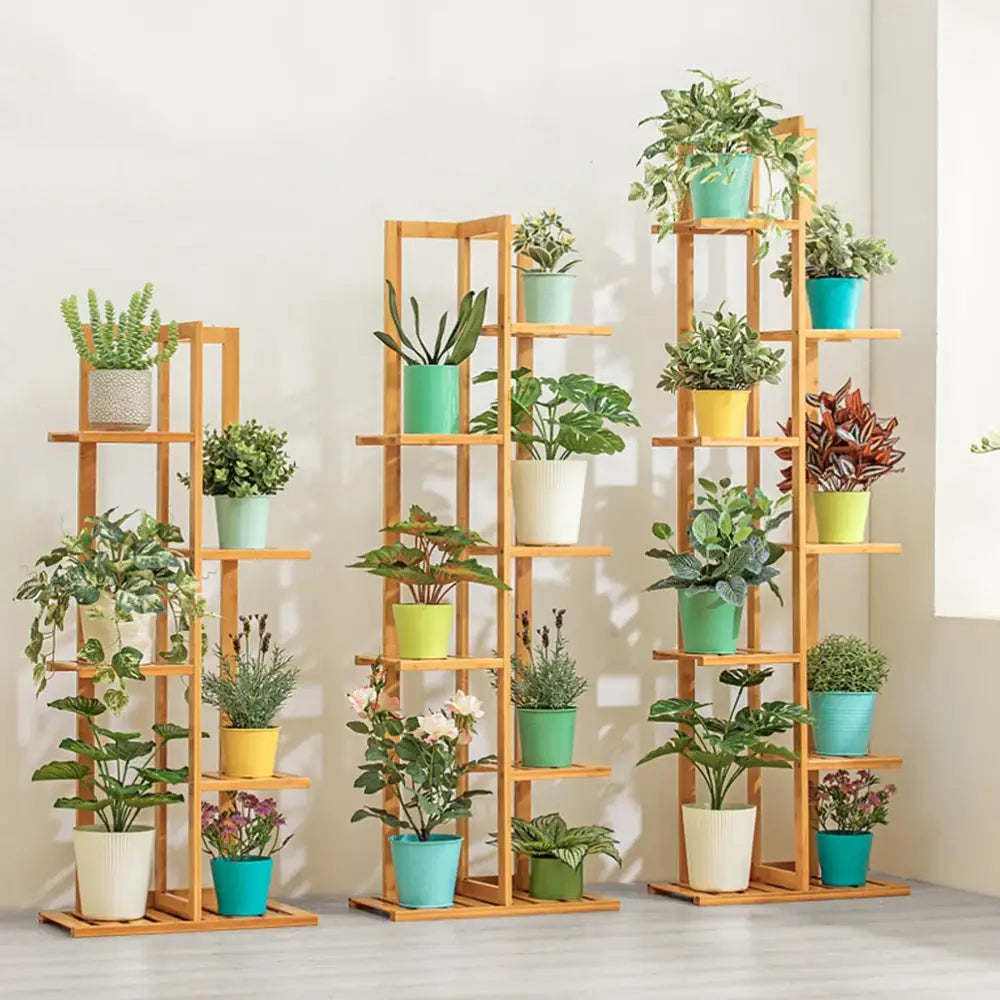 Bamboo Multi-Tier Plant Shelf