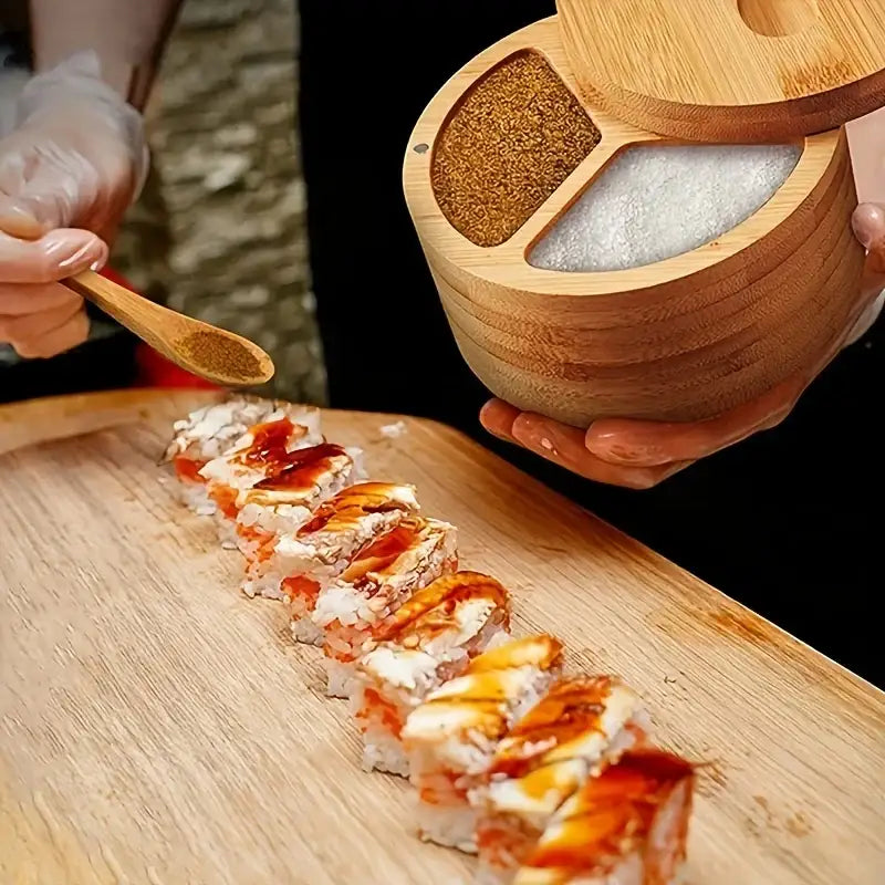 Bamboo Divided Seasoning Box