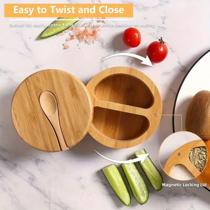 Bamboo Divided Seasoning Box