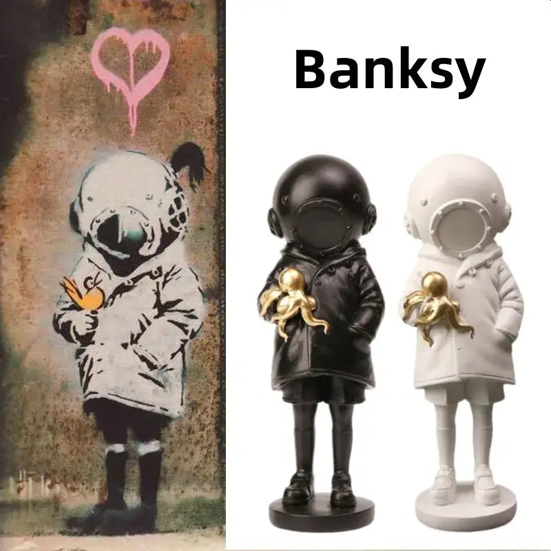 Resin Black White Sculpture
