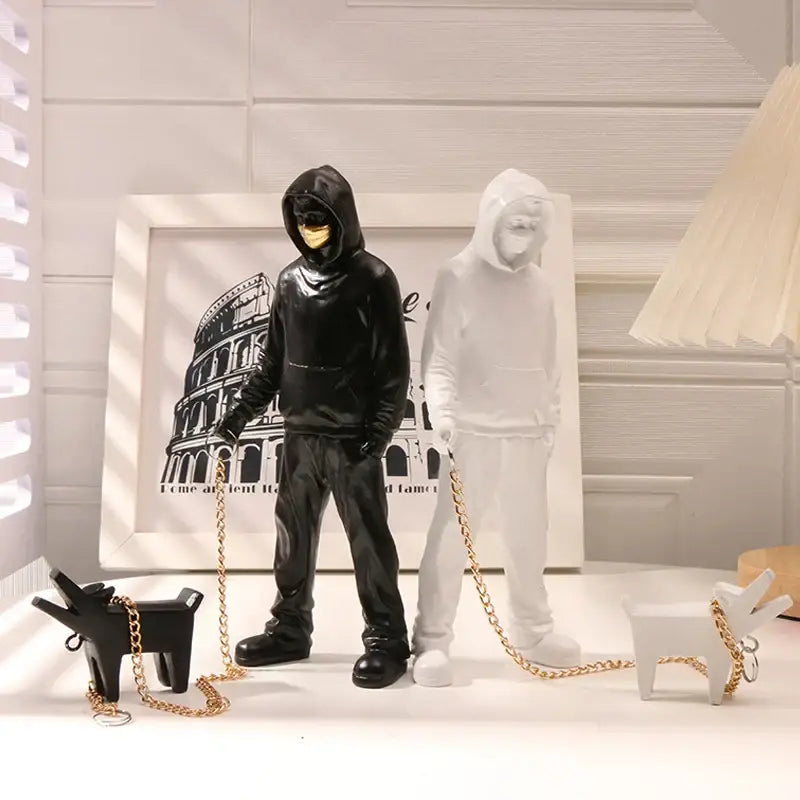 Black Resin Dog Walker