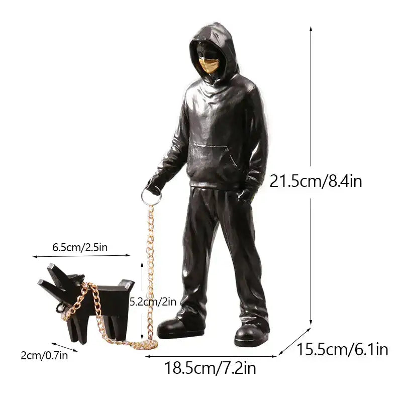 Black Resin Dog Walker