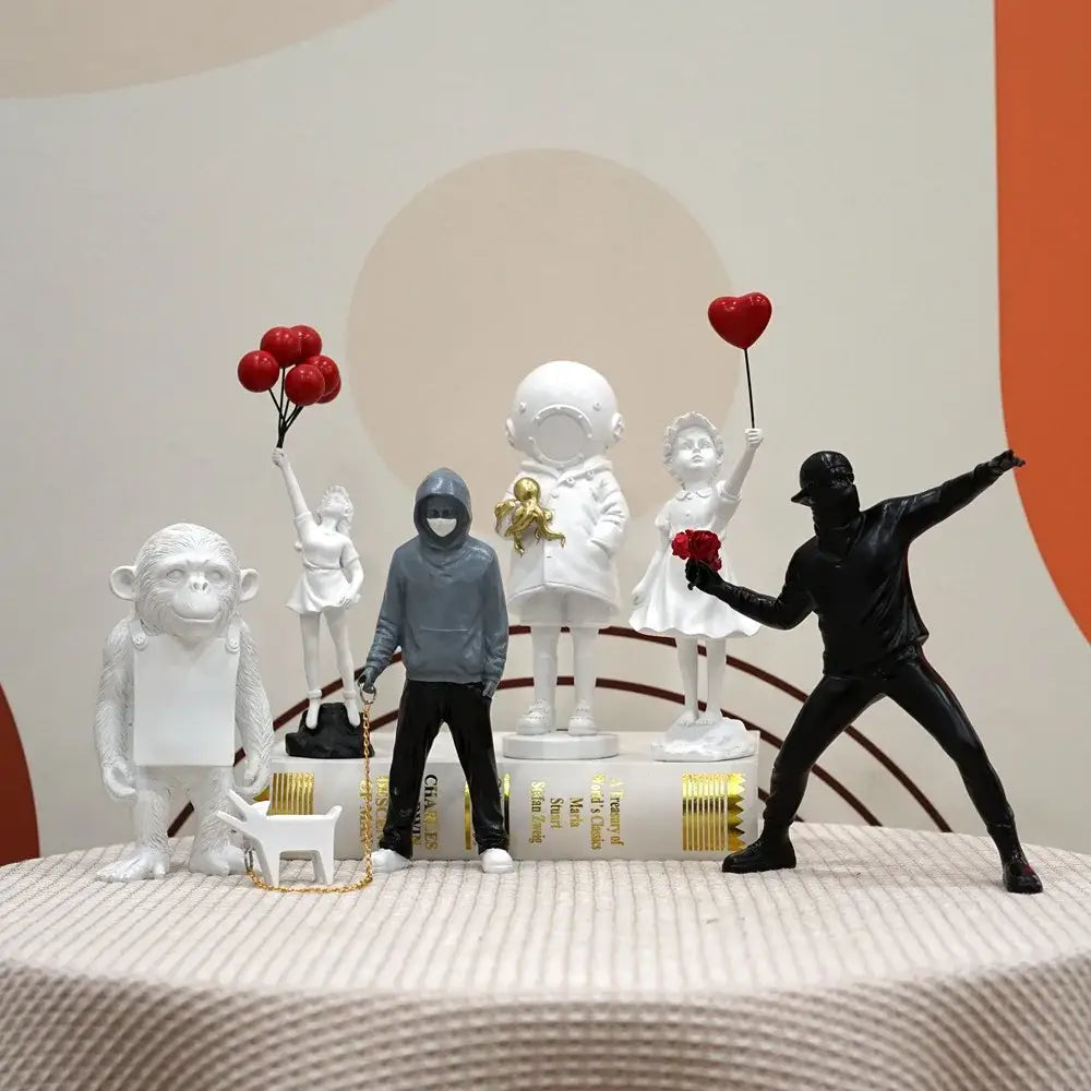 Black White Banksy Figurines