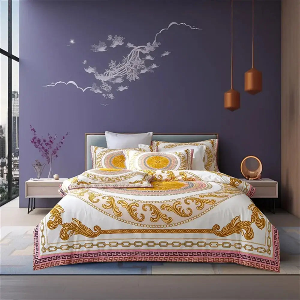 Navy Gold Egyptian Bedding