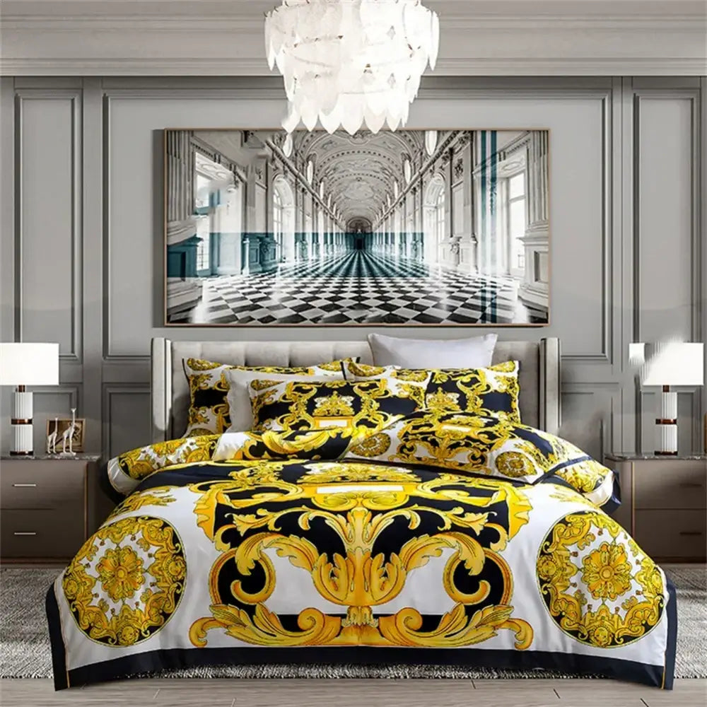 Navy Gold Egyptian Bedding
