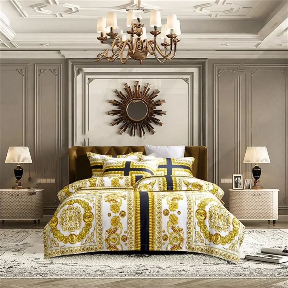 Navy Gold Egyptian Bedding