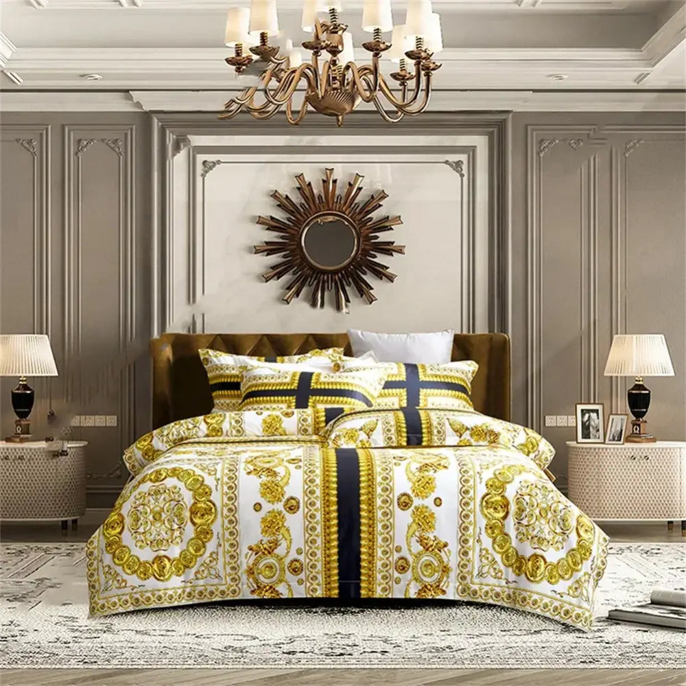 Navy Gold Egyptian Bedding