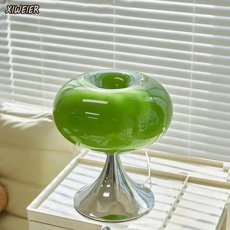 Chrome Base Glass Lamp