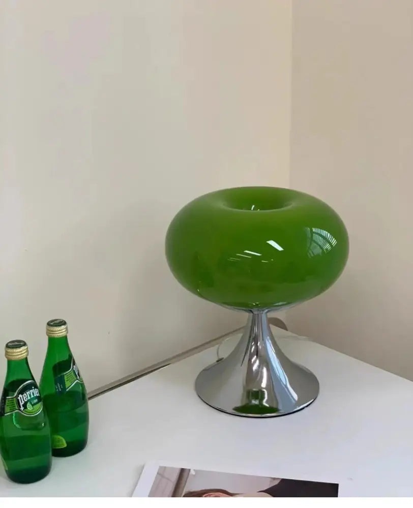 Chrome Base Glass Lamp