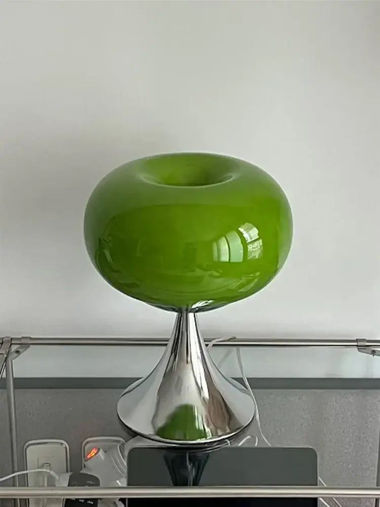Chrome Base Glass Lamp