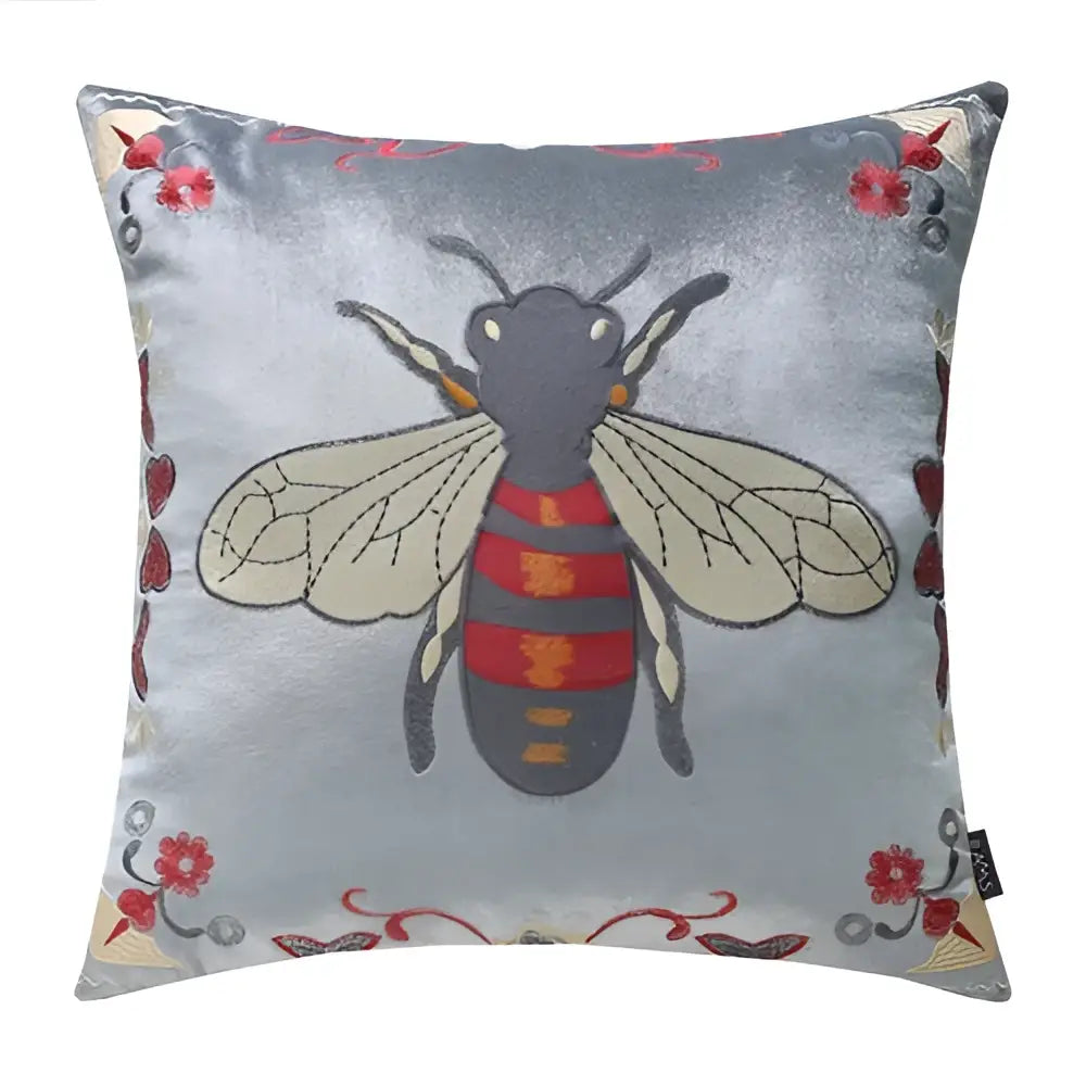 Bee Embroidery Cushion Cover