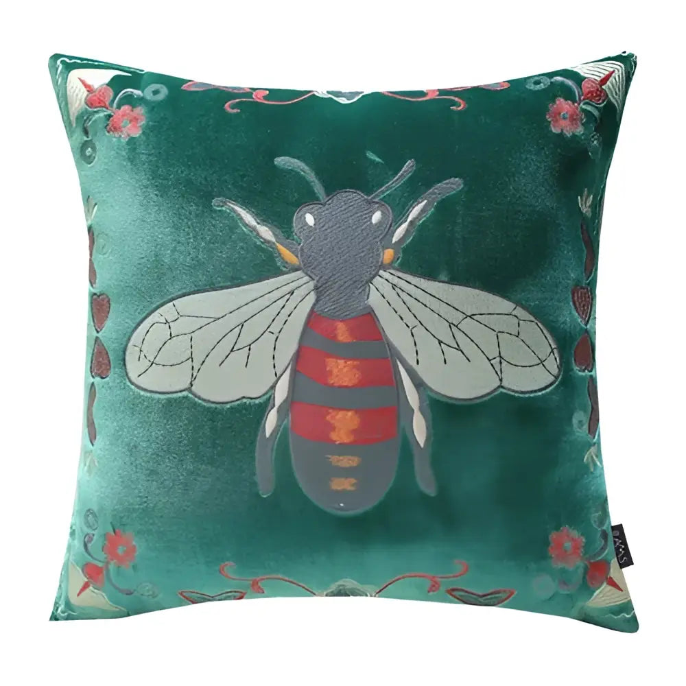 Bee Embroidery Cushion Cover
