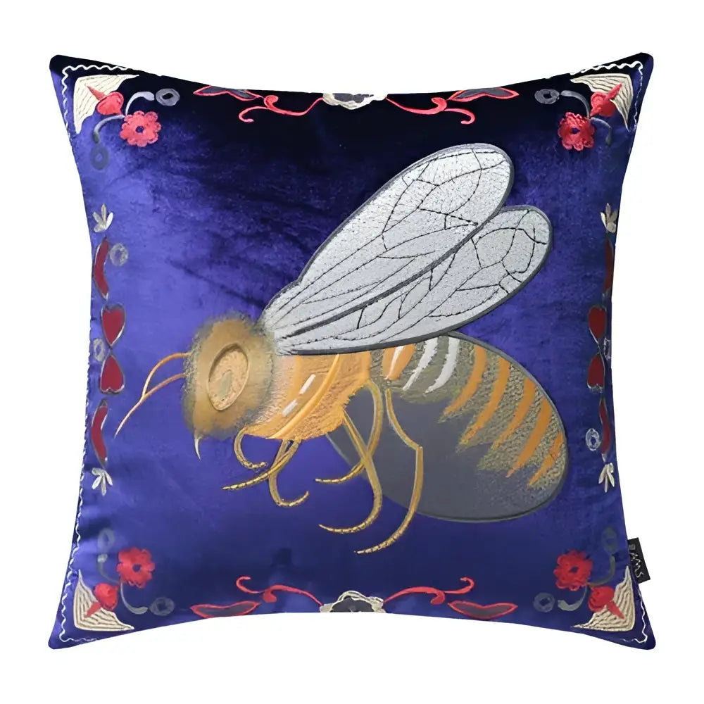 Bee Embroidery Cushion Cover