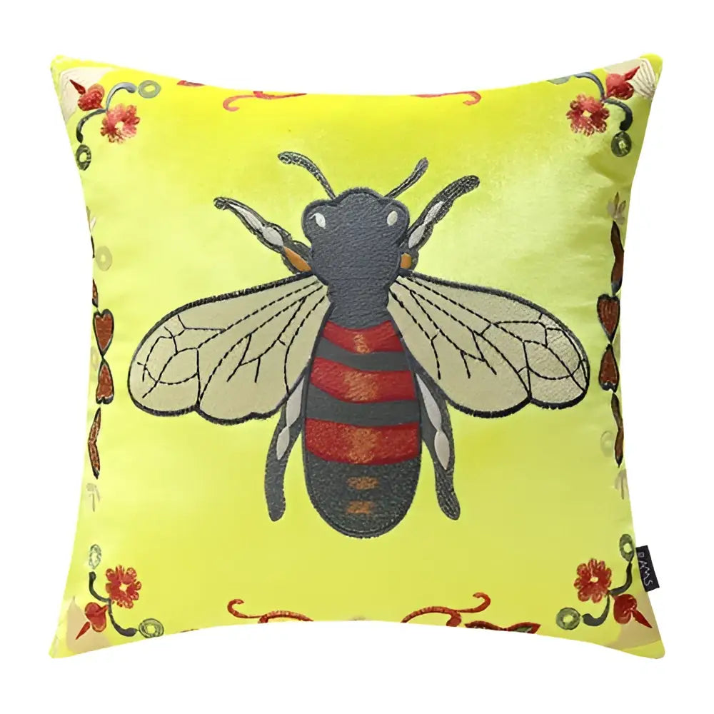 Bee Embroidery Cushion Cover
