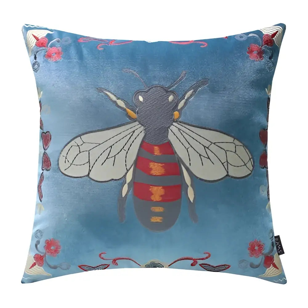 Bee Embroidery Cushion Cover