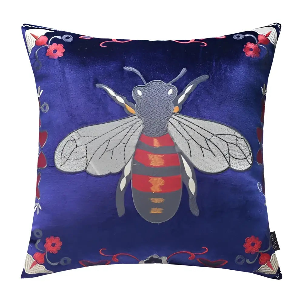 Bee Embroidery Cushion Cover