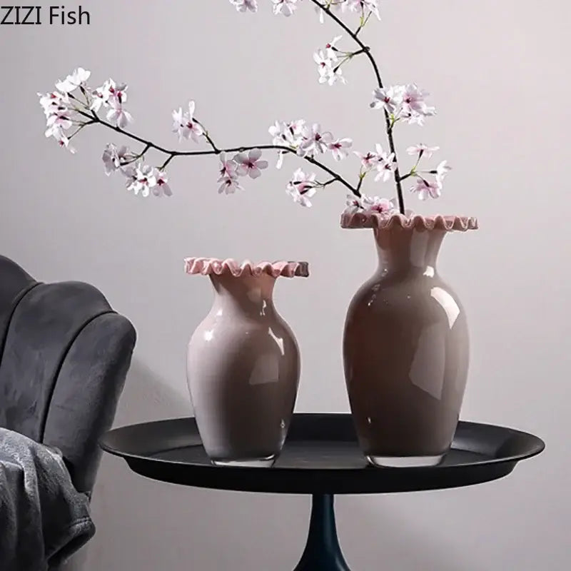 Pink Beige Ceramic Vases