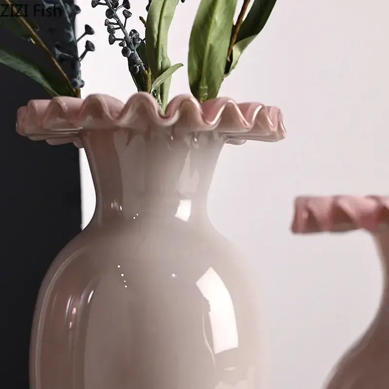 Pink Beige Ceramic Vases