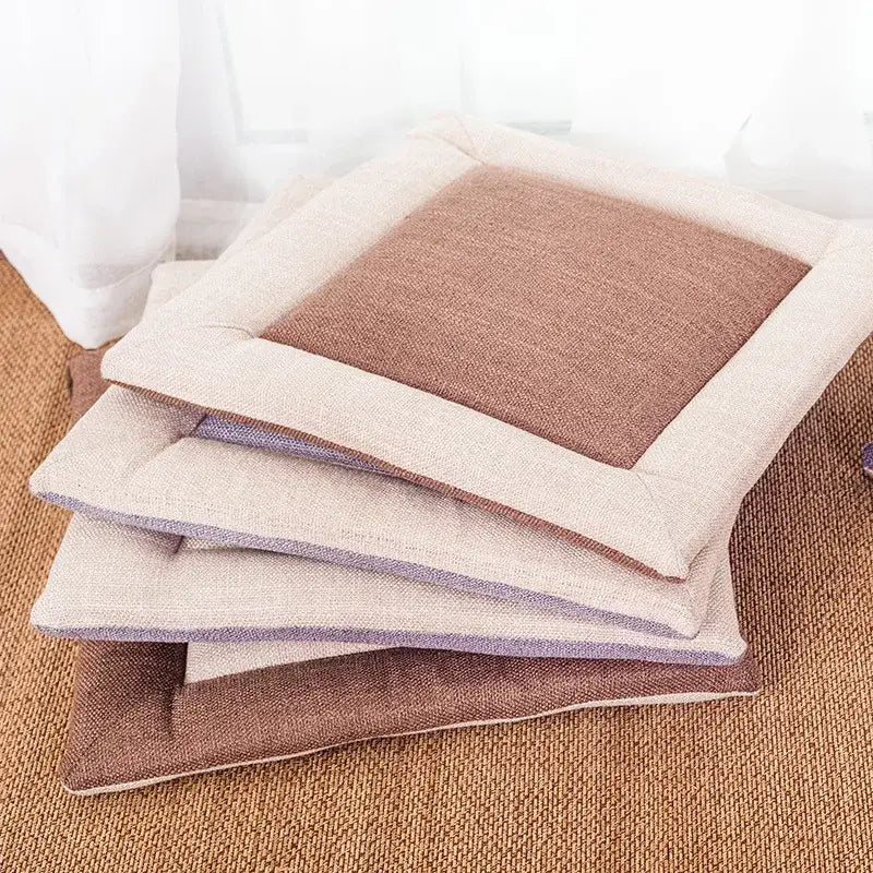 Beige Linen Chair Cushion