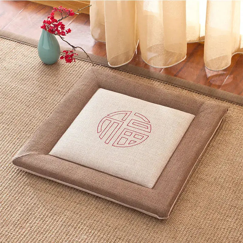 Beige Linen Chair Cushion