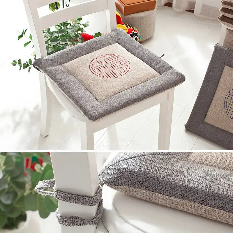 Beige Linen Chair Cushion