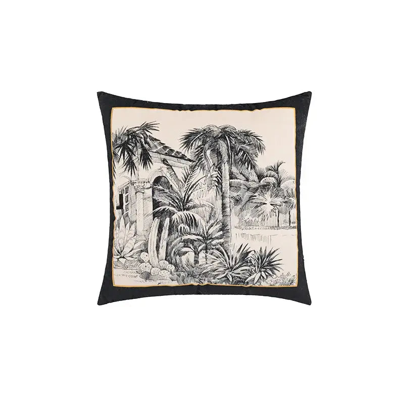 Beige Jungle Velvet Cushion