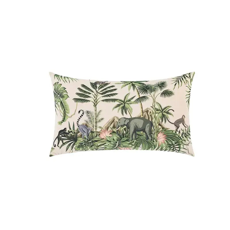 Beige Jungle Velvet Cushion