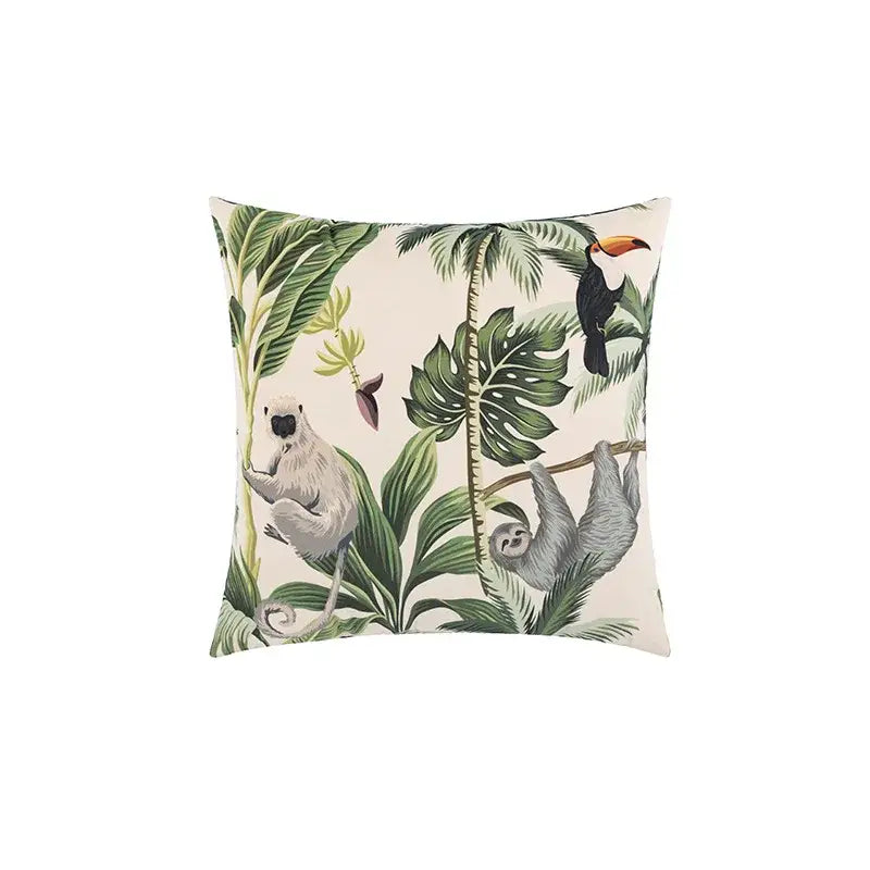 Beige Jungle Velvet Cushion