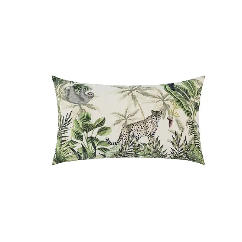 Beige Jungle Velvet Cushion