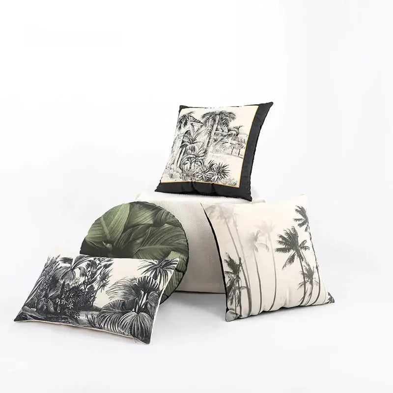 Beige Jungle Velvet Cushion
