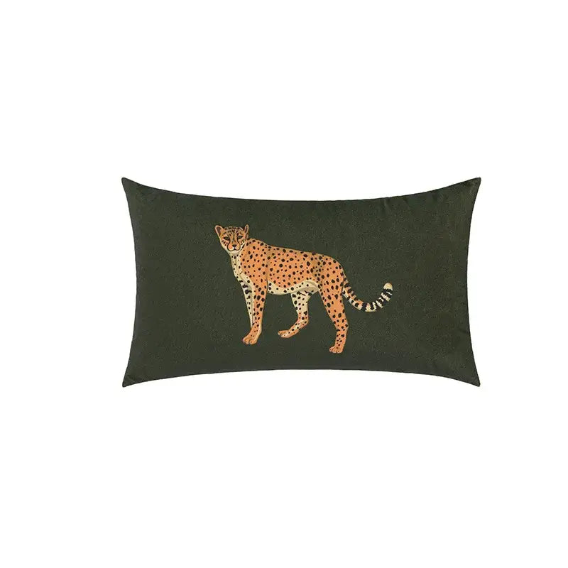 Beige Jungle Velvet Cushion