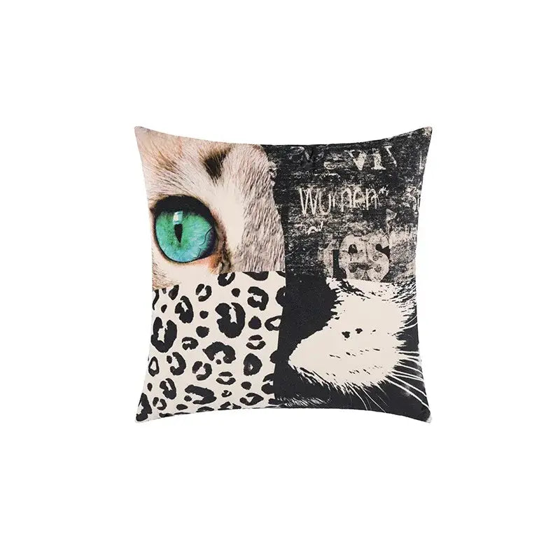 Beige Jungle Velvet Cushion