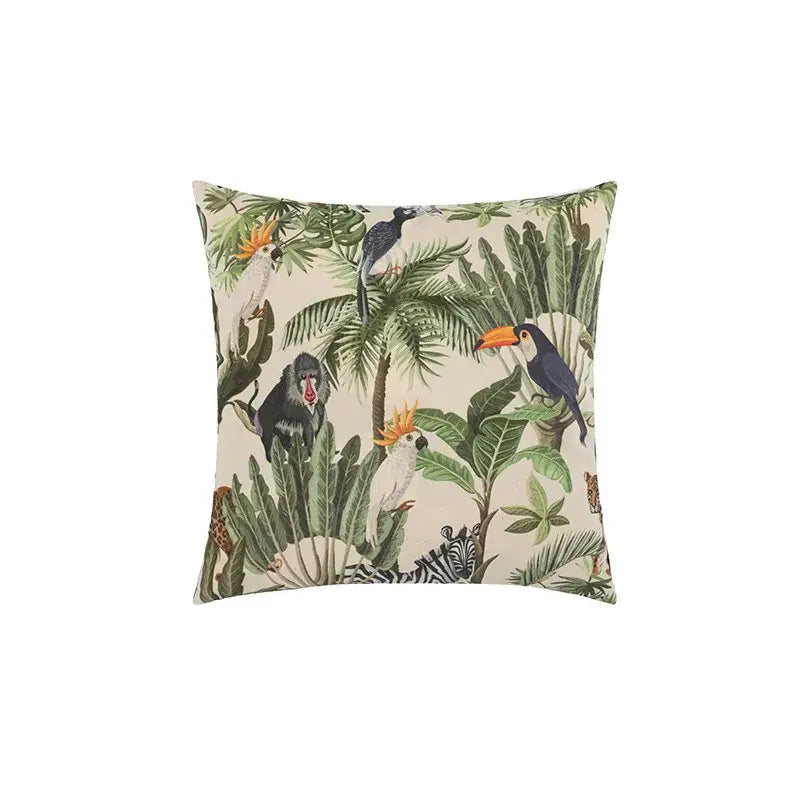 Beige Jungle Velvet Cushion