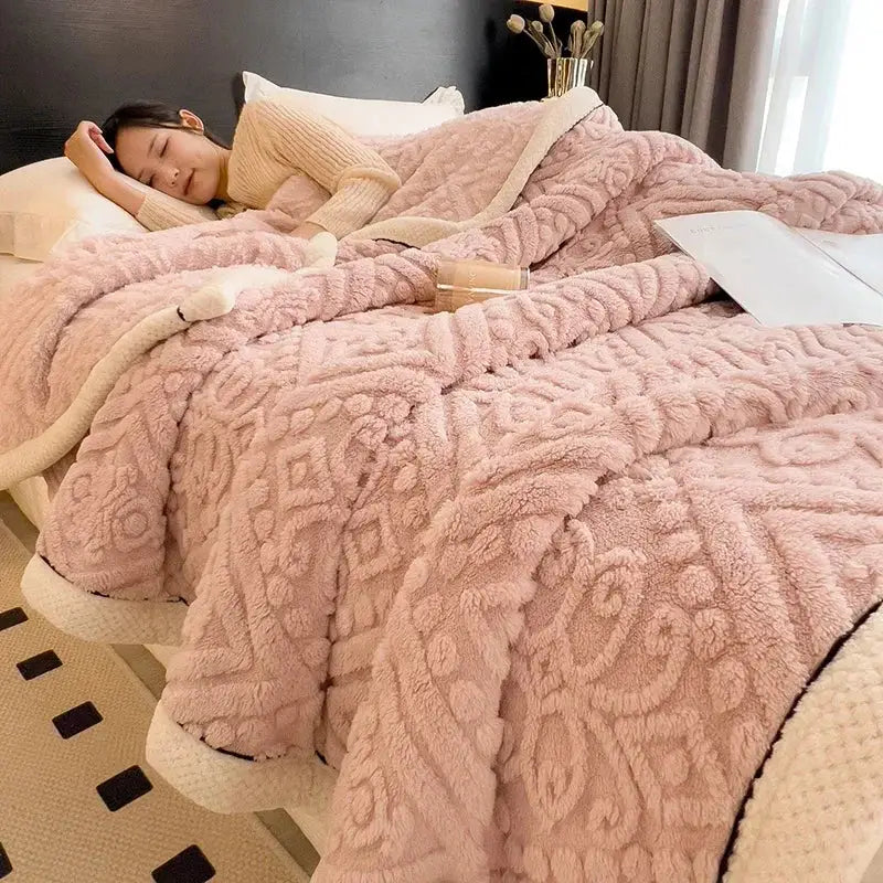 Beige Velvet Throw Blanket