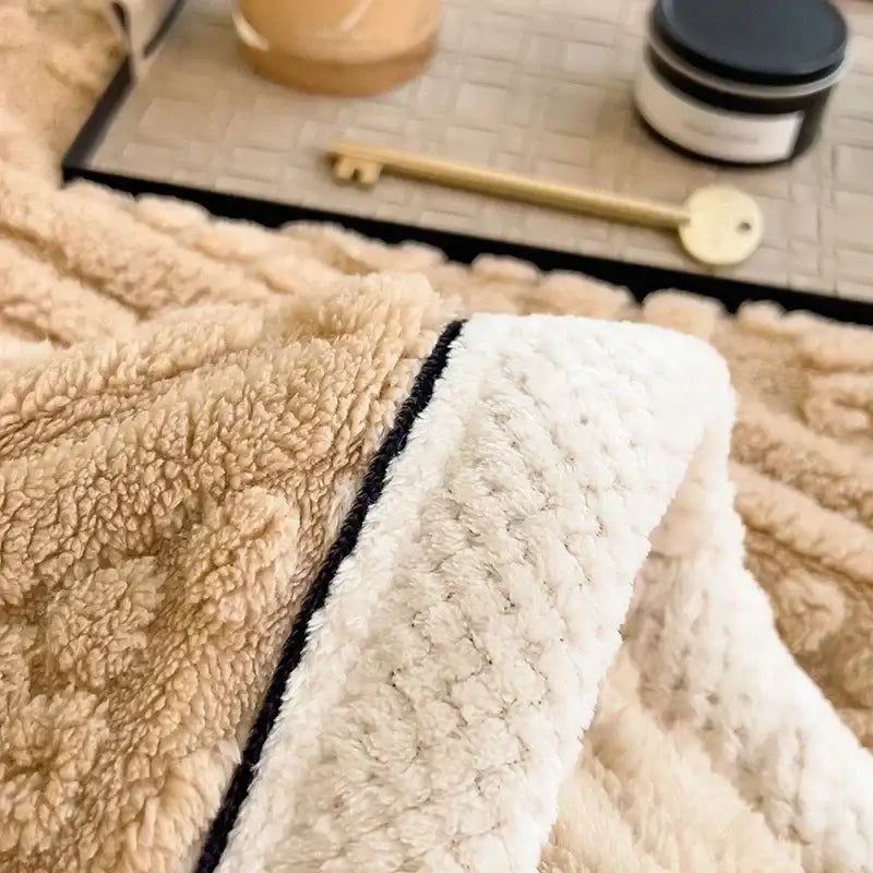 Beige Velvet Throw Blanket
