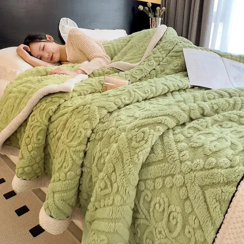 Beige Velvet Throw Blanket