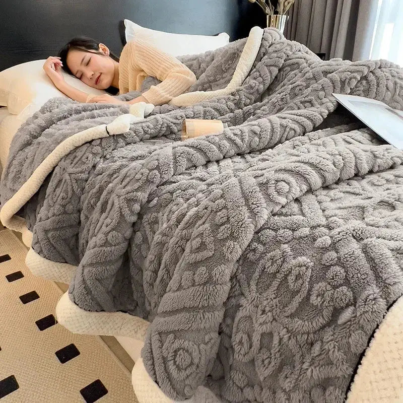 Beige Velvet Throw Blanket