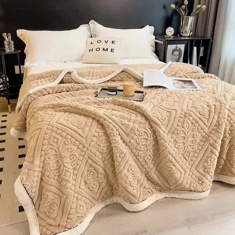 Beige Velvet Throw Blanket
