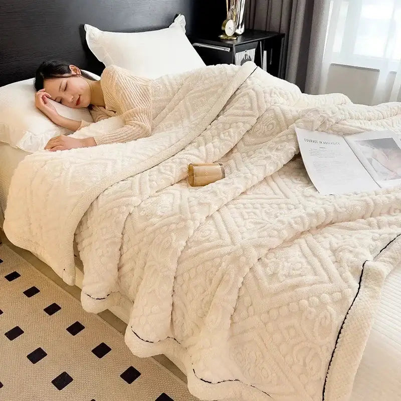 Beige Velvet Throw Blanket