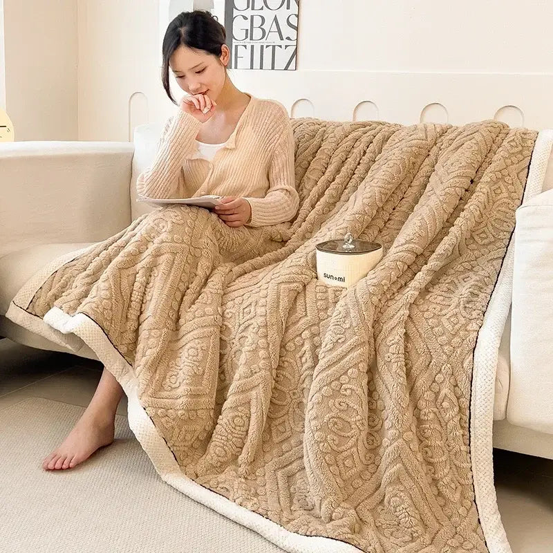 Beige Velvet Throw Blanket