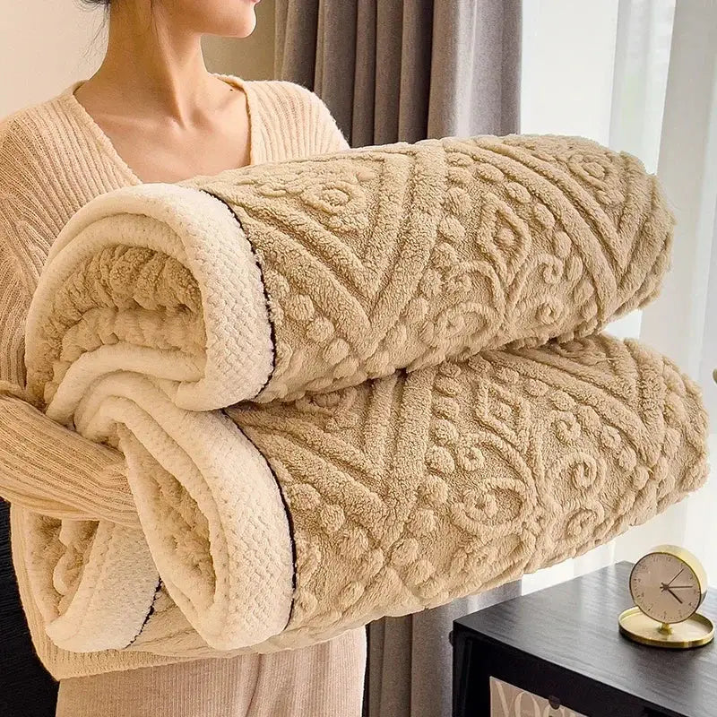Beige Velvet Throw Blanket