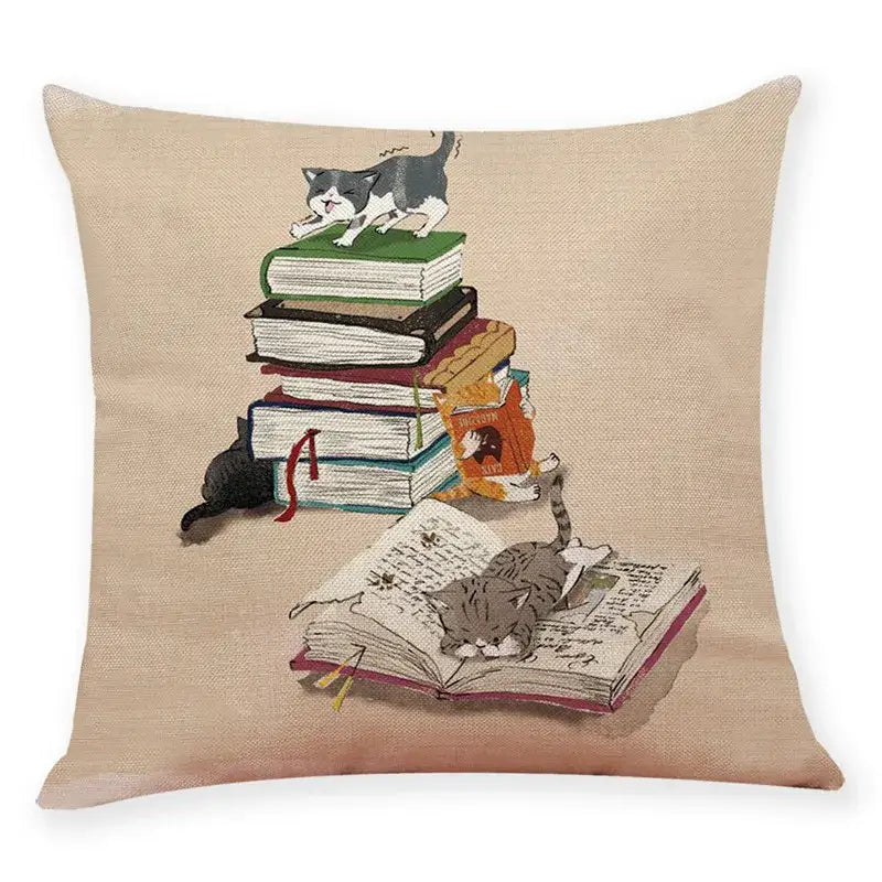 Beige Linen Cat Pillow
