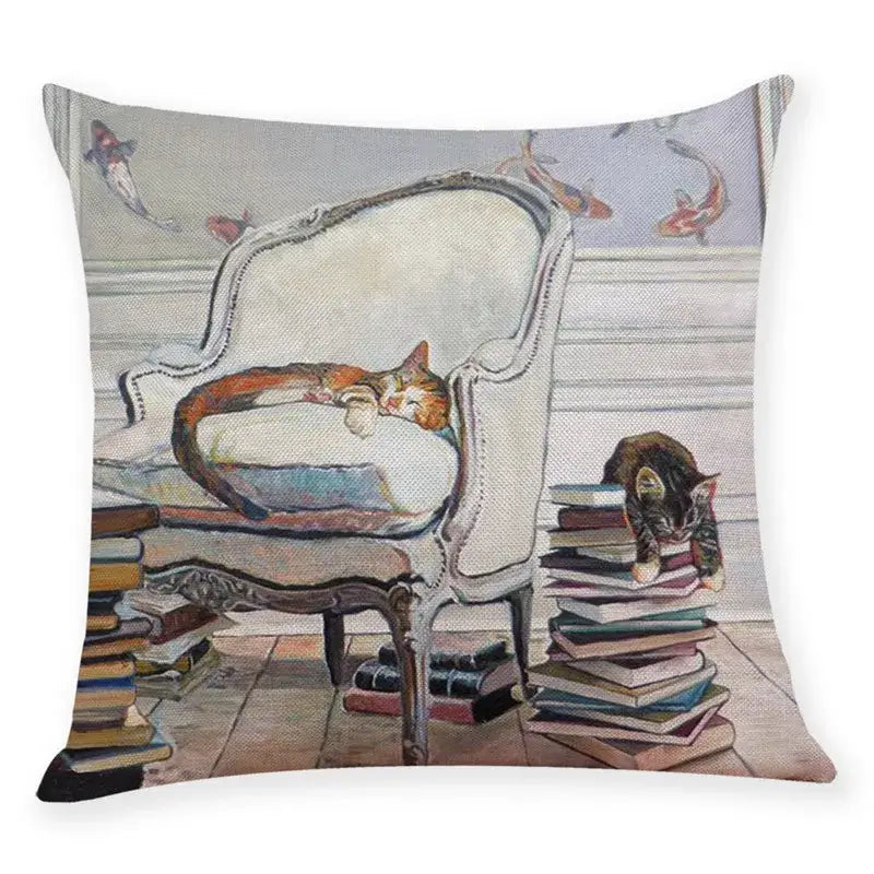 Beige Linen Cat Pillow