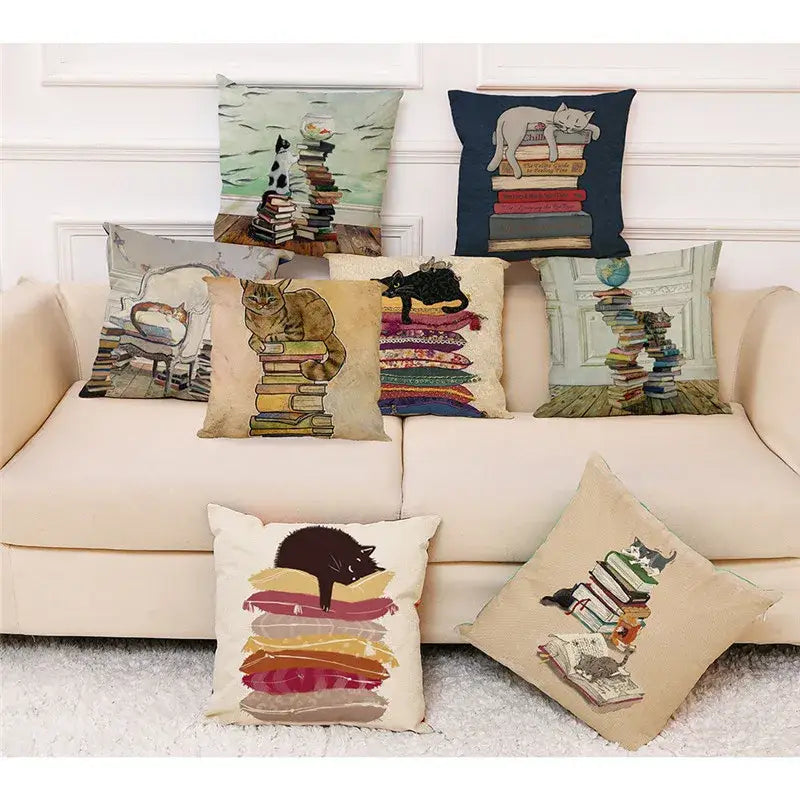 Beige Linen Cat Pillow
